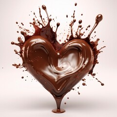 Splash of chocolate heart isolated 3d