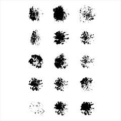 Abstract imprints. Set of the black grungy elements on white background.
