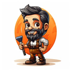 Cute Cartoon Sculptor isolated on a white background