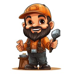 Cute Cartoon Sculptor isolated on a white background