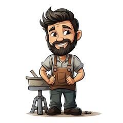 Cute Cartoon Sculptor isolated on a white background