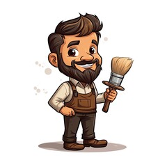 Cute Cartoon Sculptor isolated on a white background