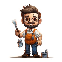 Cute Cartoon Sculptor isolated on a white background