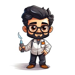 Cute Cartoon Sculptor isolated on a white background