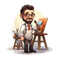 Cute Cartoon Sculptor isolated on a white background