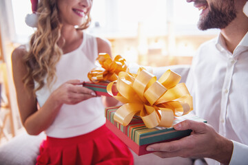 Beautiful couple celebrating Christmas