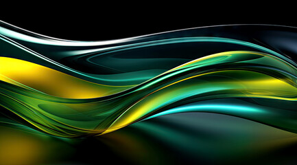 Dark minimalist neomorphism and abstract transparent colorful waves desktop wallpaper rendering