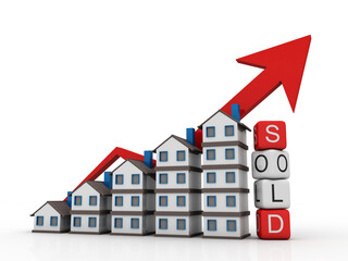 3D rendering Concept of house for sale
