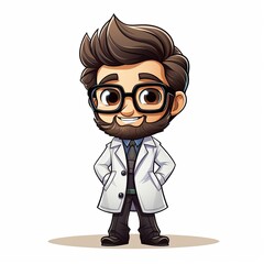 Cute Cartoon Scientist isolated on a white background