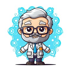 Cute Cartoon Scientist isolated on a white background