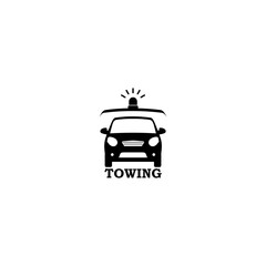 Obraz premium Silhouette towing car logo design isolated on white background