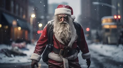 Fotobehang Portrait of a Evil Santa Claus, Christmas man © Mix
