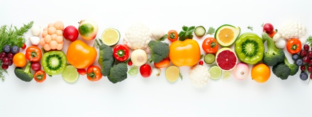 assortment of fresh organic vegetables on white background