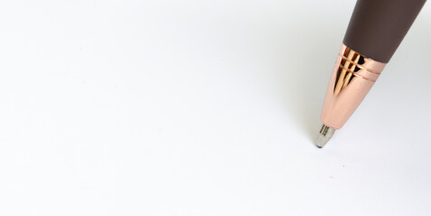 Closeup of pen with customizable space for text or ideas. Background and Copy space concept.