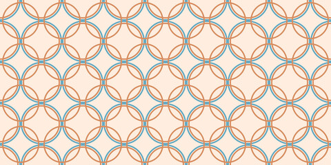 Seamless overlapping blue beige circle pattern illustration