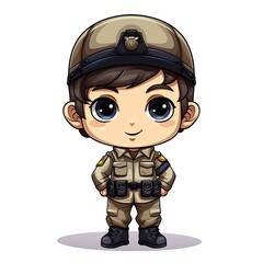 Cute Cartoon Soldier isolated on a white background