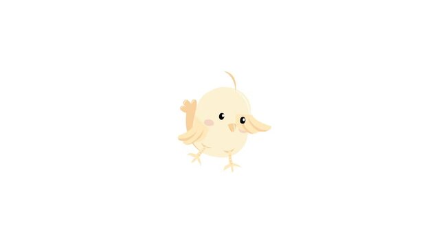 cute cartoon chick playing, happy   chick, little bird, background and 2d animation, child