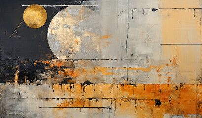 Abstract Art of Deconstructed Black and Silver Gold Foil