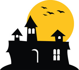 Halloween castle with bats