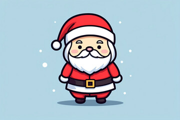 Obraz premium Cute Santa claus isolated on blue background, cartoon character design for Christmas concept.