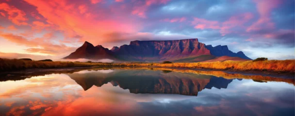 Fotobehang Tafelberg photo of Table Mountain in South Africa