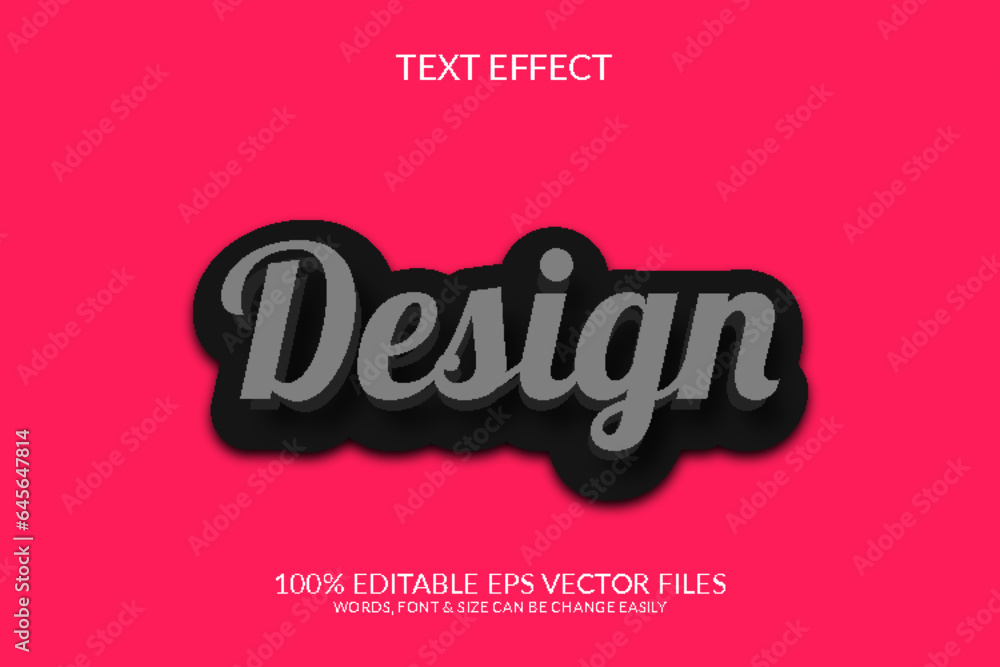 Wall mural design 3d fully editable eps text effect template