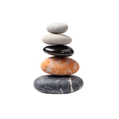 Stacked Massage Stones: Calm Spa Element Isolated on Transparent Background PNG