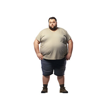 Overweight Man Portrait Isolated on Transparent Background