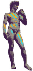 Michelangelo's David statue. Contemporary vector art concept, colorful ilustration