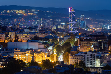 View of Tbilisi on autumn night. Georgia, Caucasus.