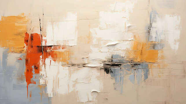 Contemporary Oil Painting Texture Abstraction with Yellow Oil Paint Brush Strokes