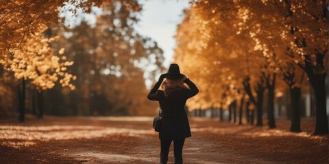 silhouette of a woman walking in the park