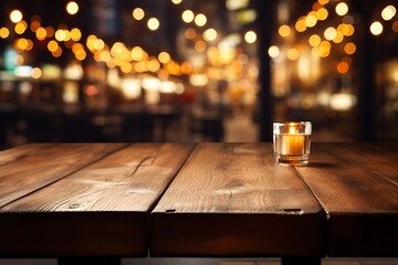Beer style- bottle, beer in the glass and covers on wooden table. Free space for text. Top view - obrazy, fototapety, plakaty