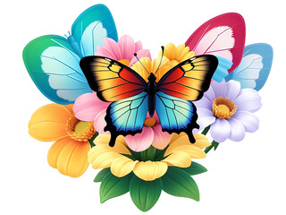 Floral Harmony: A Charming Butterfly Amidst Blooms