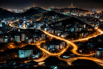 Fototapeta na wymiar city at night generated by AI technology