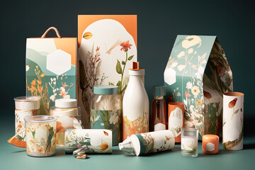 Sustainable branding mock up is represented with meticulous attention to detail on the packaging