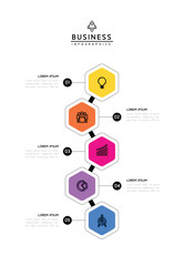 Vector infographic business presentation template connected with 5 options