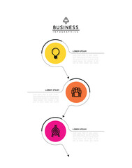 Vector infographic business presentation template with circular interconnection with 3 options.
