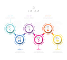 Vector infographic business presentation template with circular interconnection with 6 options.Art & Illustration