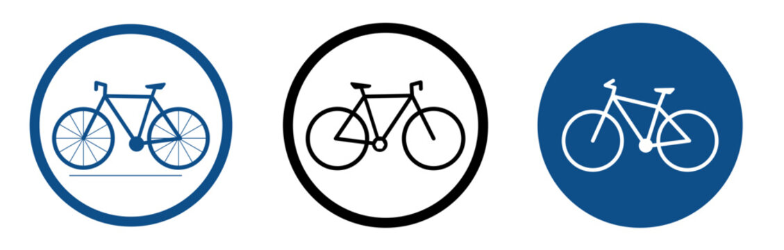 A set of bicycle parking place icons. A sign allowing cycling and its parking on a special territory.  EPS10