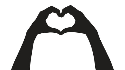 Obraz premium hand silhouettes isolated on white, silhouettes hands making sign heart by fingers isolated, hands gesturing black, Black hands silhouettes, vector illustration