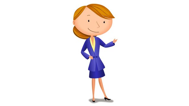 beautiful cartoon girl talking and explaining background and 2d animation, Cartoon character, cute lady, teacher talking, expressions, Education, women giving message