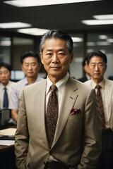 Fototapeta premium Mature thai businessman standing in a co-working space. Image created using artificial intelligence.