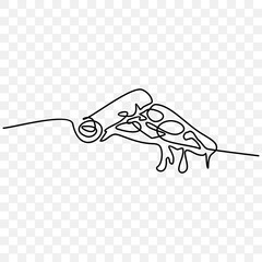 One single line drawing fresh Italian pizza, vector