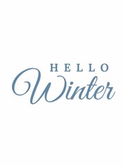 Hello winter text banner on white background