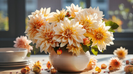 Beautiful autumnal bouquet in garden.