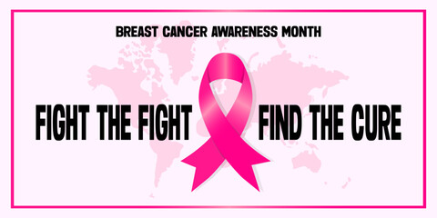 Breast cancer awareness month card, banner or background with pink ribbon symbol. Vector illustration. 2023
