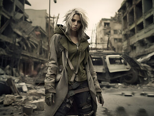 Woman in Post-Apocalyptic Fashion Surviving Style