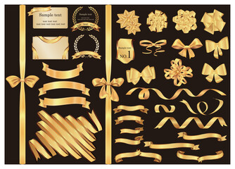 金のリボンとカードと月桂冠のセット