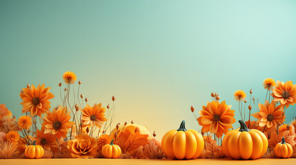 Thanksgiving autumn background, Bright color. Generative Ai